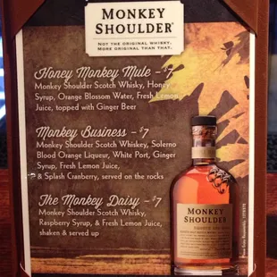 Monkey Shoulder menu
