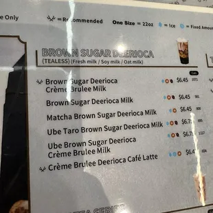 a menu for a coffee shop