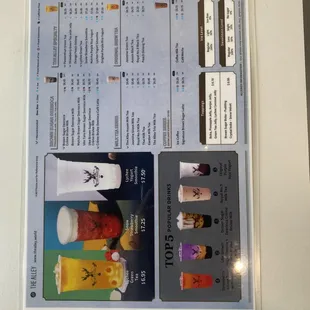 the menu for the restaurant