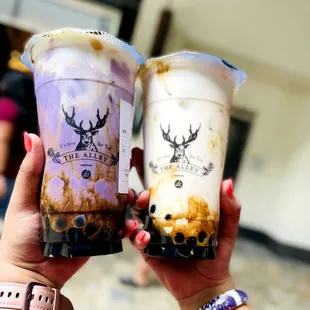 Taro and brown sugar boba