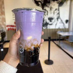 Taro &amp; brown sugar with boba