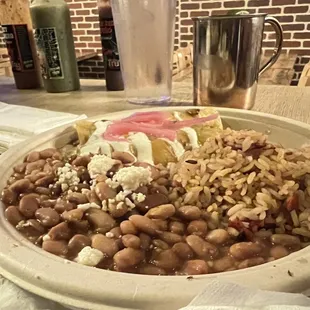 a plate of beans and rice