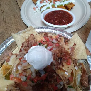 Nachos and chicken flautas