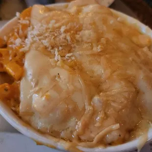 Mac n Cheese - super saucy and cheesy, yum!