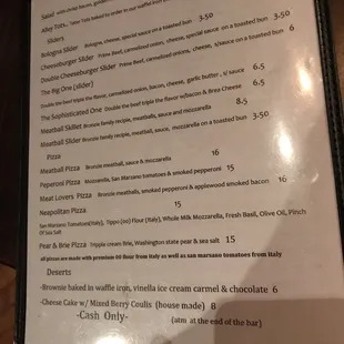 Food menu