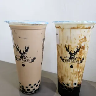 Royal no 9 milk tea with boba and fresh milk with brown sugar boba