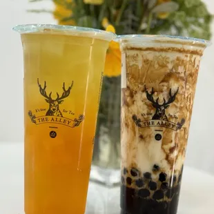 Brown Sugar Deerioka Milk &amp; Orange Peach Oolong