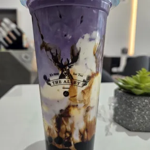 Ube brown sugar deerioca creme brulee milk