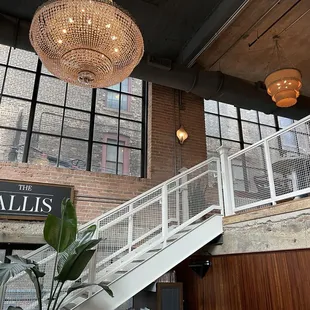 Stairs leading up to the dining area