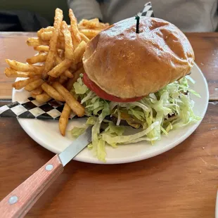 Happy hour cheeseburger and fries