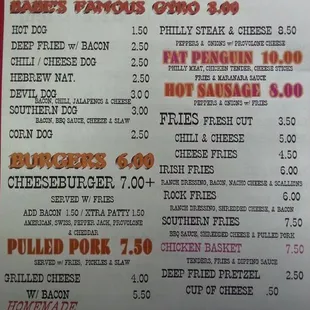 the menu for the alternative