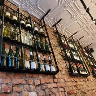 The wine selection and decor