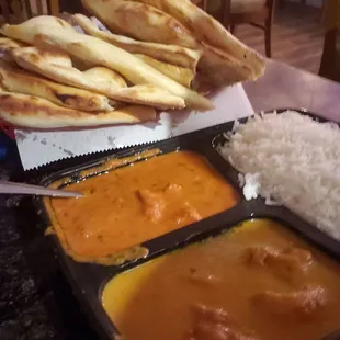 Butter Chicken  Tikka Masala Rice Buttered Naan