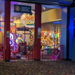 Lowest level - Spaghetti bowl (mini bowling alley) and prize zone
