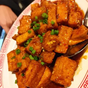 a plate of tofu