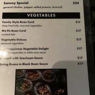 the menu for the restaurant