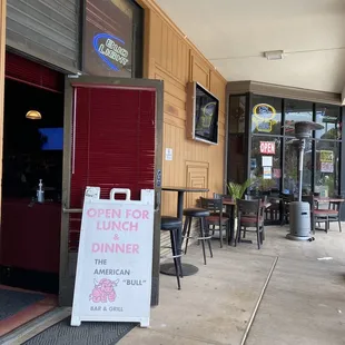 the entrance to the restaurant