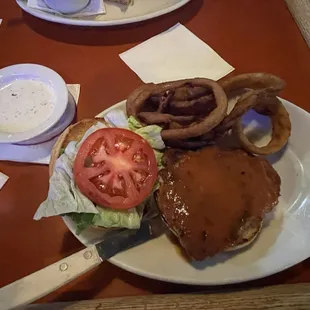 Spicy Chicken Sandwich Beer Battered Onion Rings