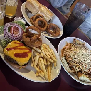 Bull burger, Bull Linguini and Philly cheesesteak.