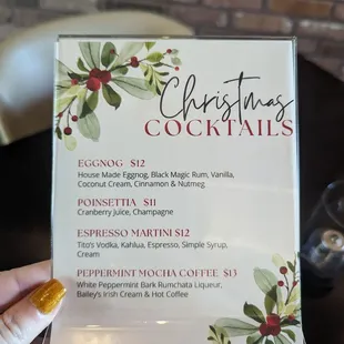 Christmas Cocktails menu