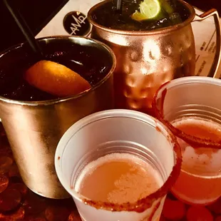 House Specialties ... Amp Shots and two new cocktails... BlackBerry Moonshine Smash and Absolute Grapefruit Mule.