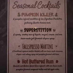 Spooky Menu