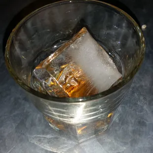 Woodford Reserve with one ice cube- the only place in Raleigh with a large ice cube that doesn&apos;t melt so fast &amp; ruin your liquor