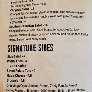 Soup, salad and sides