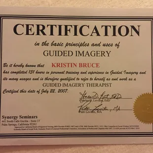 Kristin is a Guided Imagery Specialist.