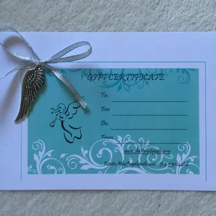 Gift certificates now come with Angel Wings!
