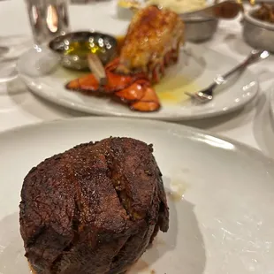 10 oz Filet Mignon* (front) &amp; Lobster (back)