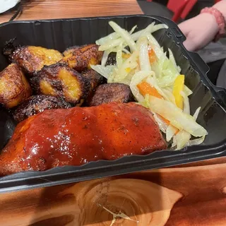 Jerk Salmon with Angry Sweet Glaze & Pineapple Mango Pico
