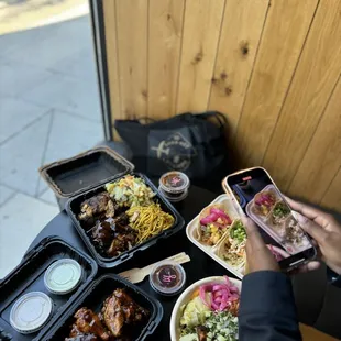 Angry Wings. Jerk Chicken Taco. Brown Stew Chicken.