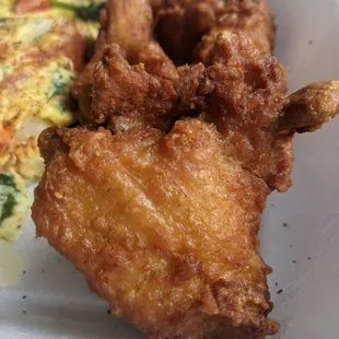 fried chicken and eggs