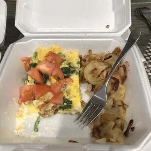 Veggie omelet with Home Fries