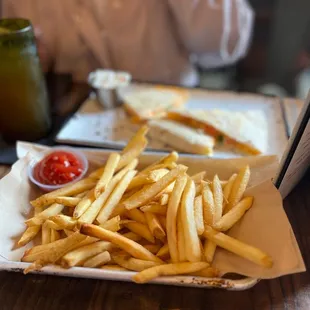 Cheese Quesadilla with fries