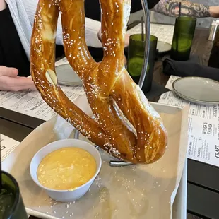 Large beer cheddar pretzel.