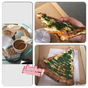 Yummy! Chicken pesto pizza w sweet potato, wheat roll, and coconut lentil soup