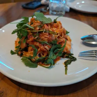 Tagliolini with shrimp and crab