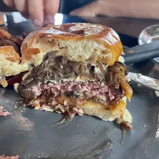 a half eaten sandwich