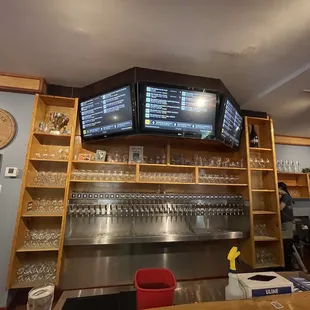 a bar with a large television