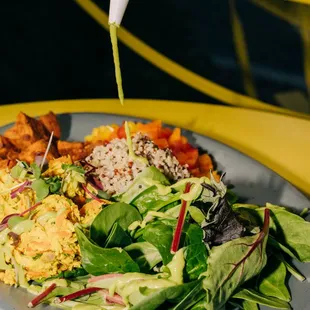 House-made vegan goddess drizzle is seed-oil free