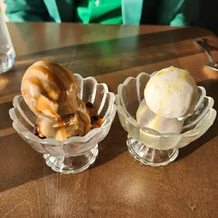 Coffee/Cardamon &amp; coconut/olive oil ice cream