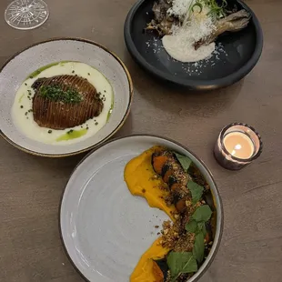 From top: oyster mushroom, potato, carrot