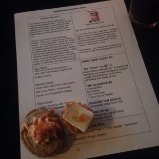 Titanic character card and appetizer.