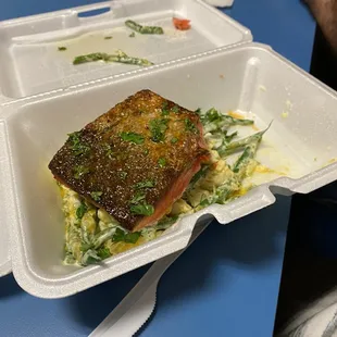 Pan-roasted salmon
