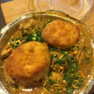 Bombay Chicken and biscuits, amazing!
