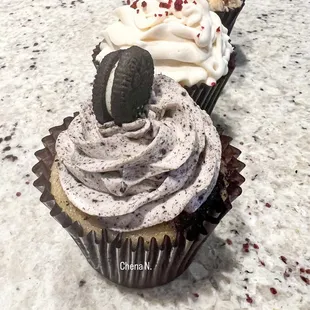 Bottom to Top: cookies &amp; cream $4 ; red velvet $4 ; burnt almond $4.50
