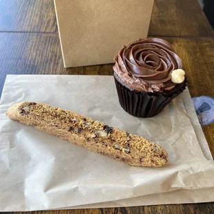 Biscotti and BFY Chocolate Hazelnut Cupcake