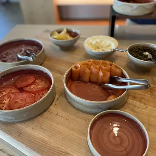 a variety of condiments